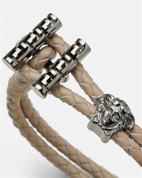 love versace leather bracelet|Versace braided leather charm bracelet.